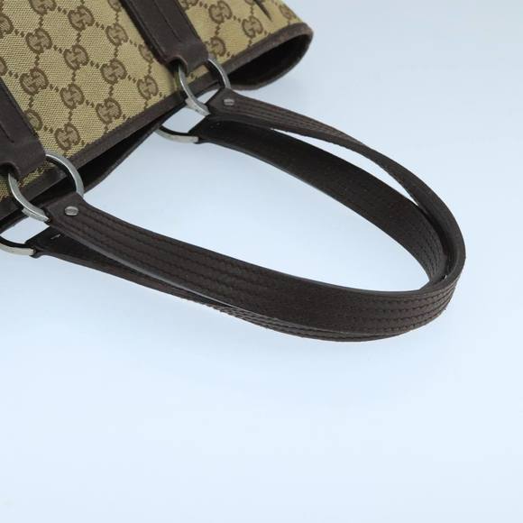 GUCCI GG Canvas Hand Bag Beige Brown Silver 113019 Auth 103326 - Picture 7 of 16